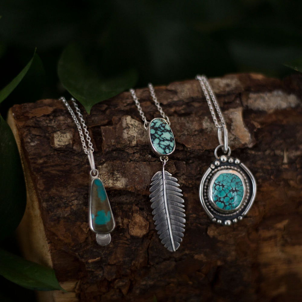 Moon Over Royston - Royston Turquoise Triangle Necklace in Sterling Silver