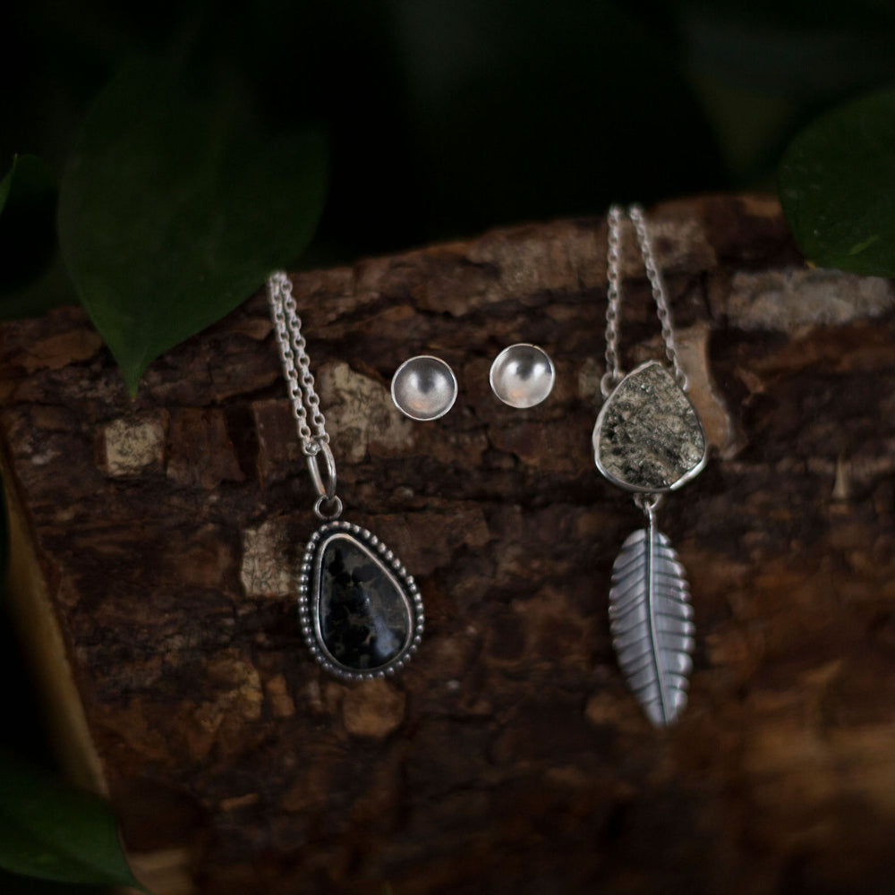 Sunroad Talisman - Treasure Mountain Turquoise Leaf Necklace in Sterling Silver