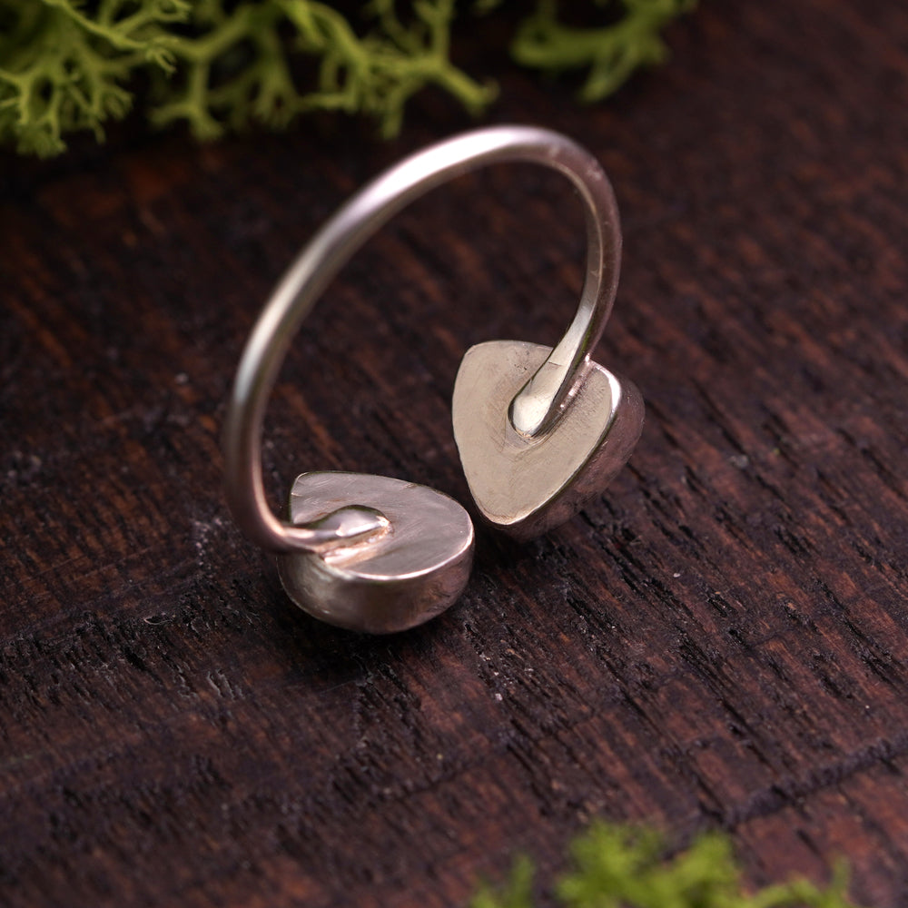 Moonstone and Coober Pedy opal open ring size 7.75