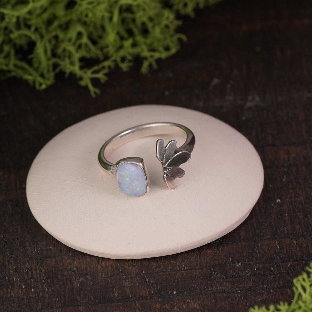 Coober Pedy opal Lotus ring size 8.75