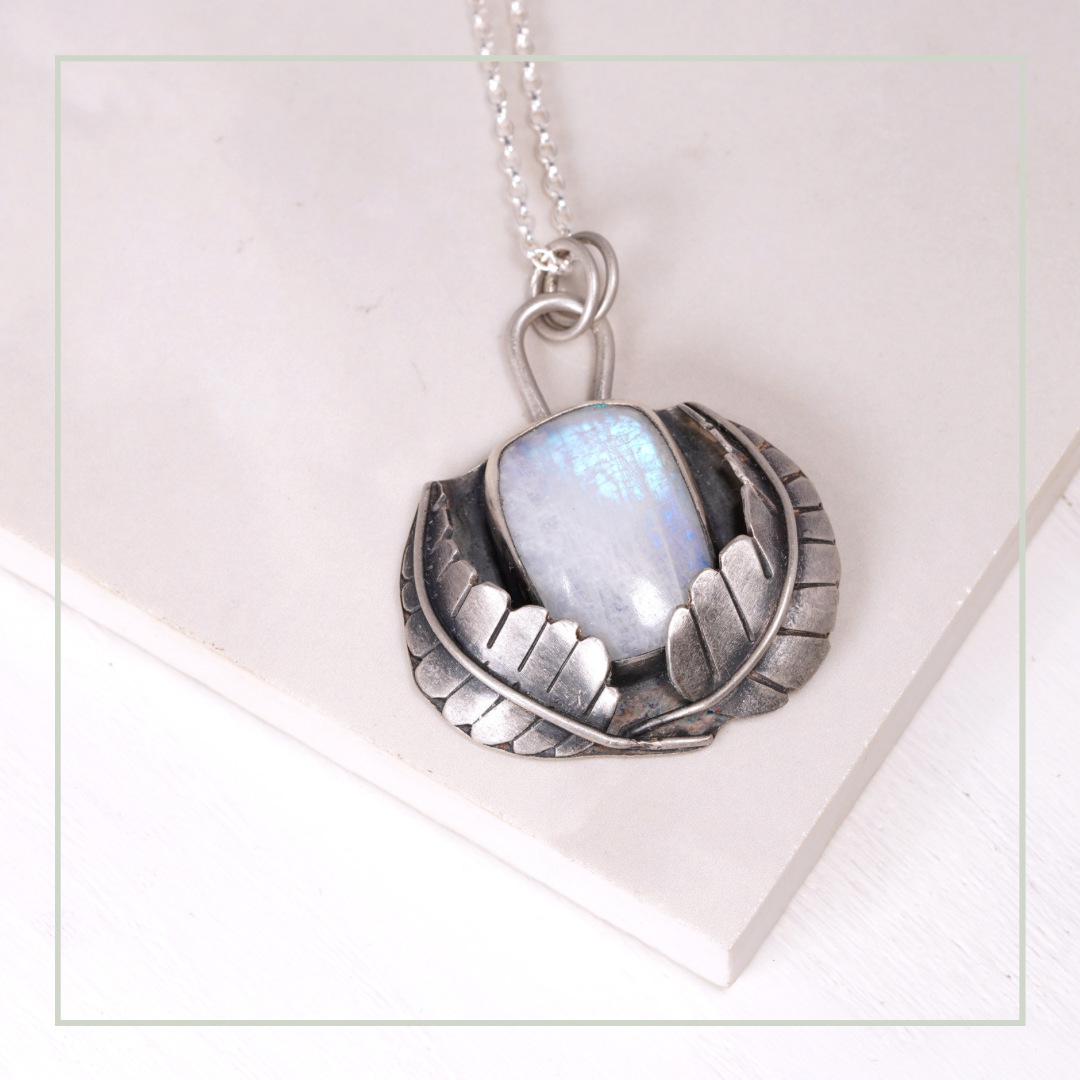 Moonstone double leaf pendant