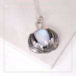 Moonstone double leaf pendant