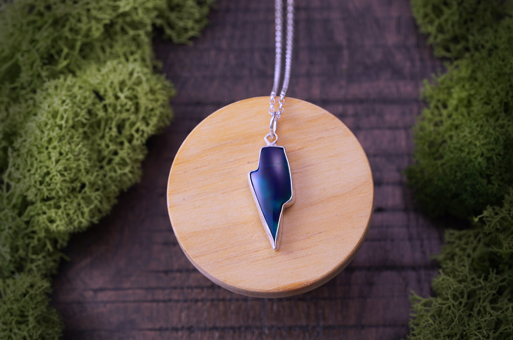 Blue - Aurora Opal lightening bolt GOTEL pendant
