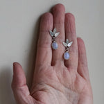 Blue lace agate petal earrings