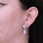 Blue lace agate petal earrings