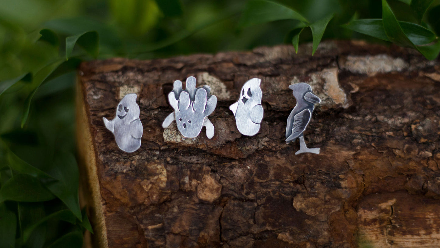 Sterling silver minion pins set