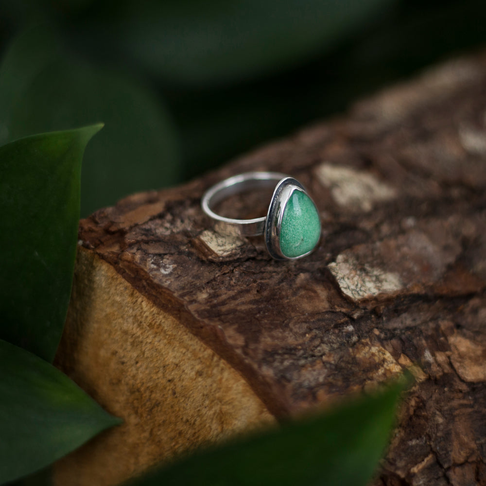 Chrysoprase Silver Ring – Stacking Gem