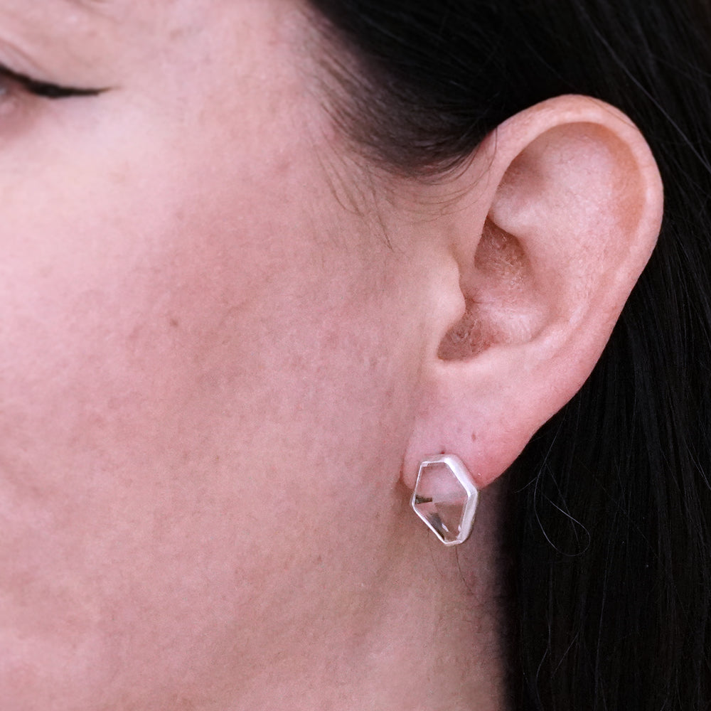 Clear quartz studs