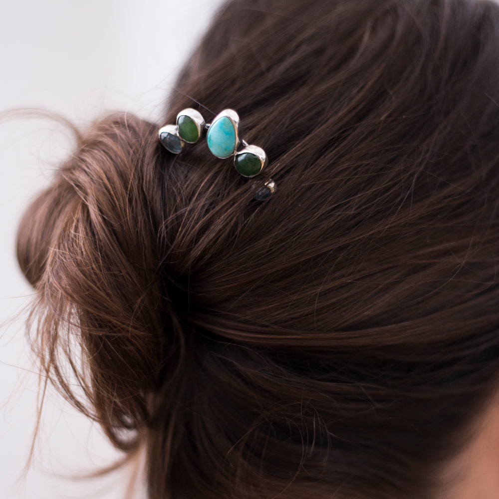 Sonoran Turquoise and silver hair fork