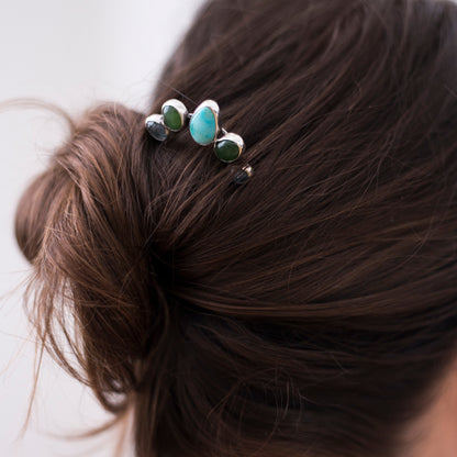 Sonoran Turquoise and silver hair fork