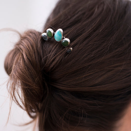 Sonoran Turquoise and silver hair fork