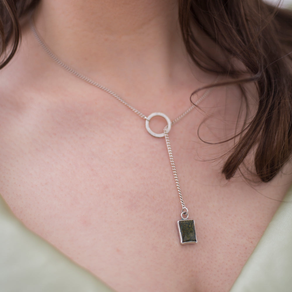 Hubei Turquoise Lariat Necklace – Silver