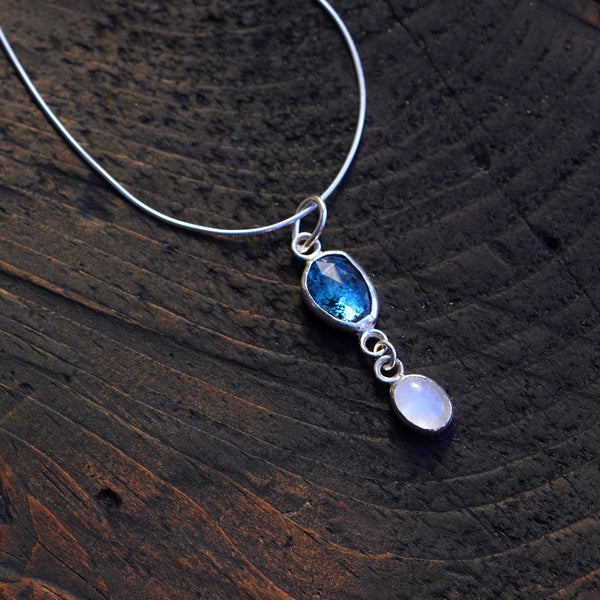 Kyanite and moonstone necklace