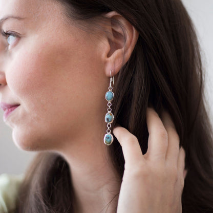 Golden Passage Drops - Golden Hill Turquoise Earrings in Sterling Silver