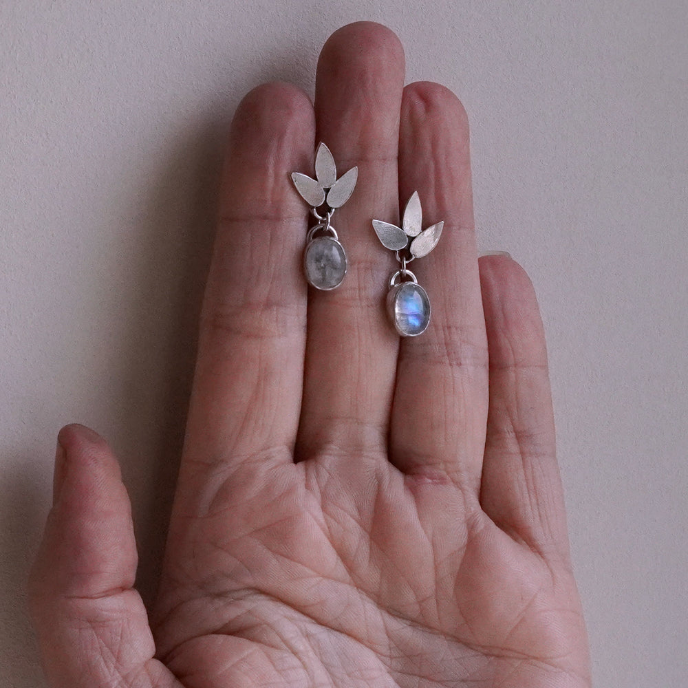 Moonstone petal earrings