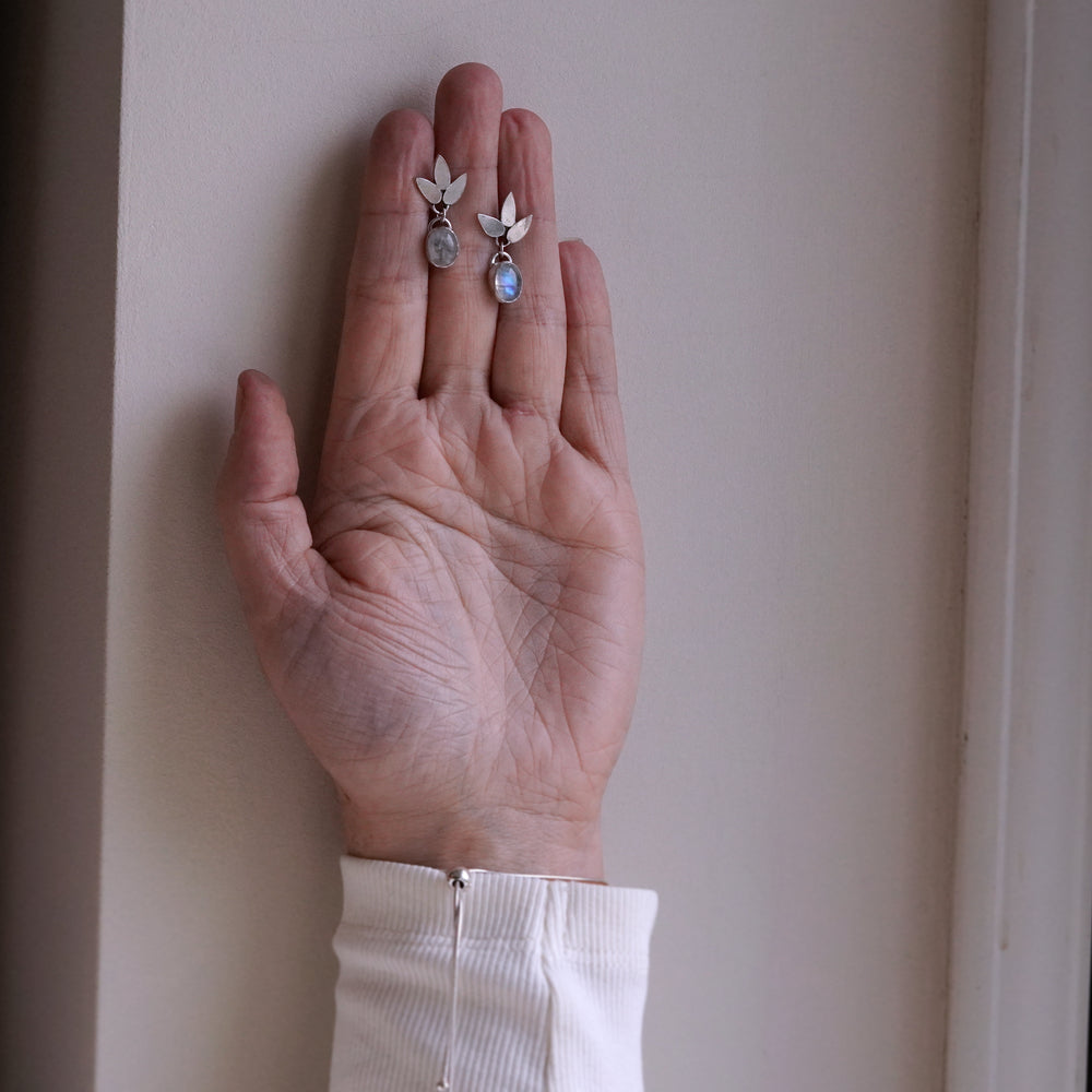 Moonstone petal earrings