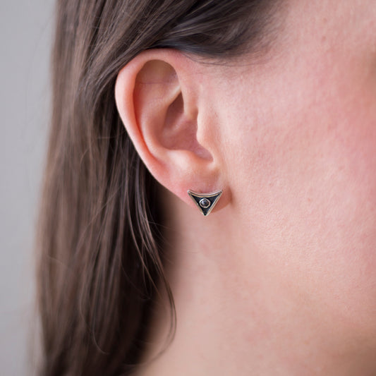 Salt & Pepper Diamond Studs – Silver Gothic Earrings