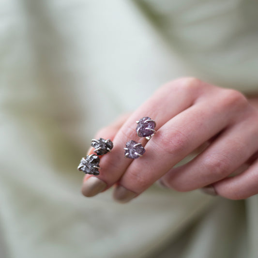 Meteorite Stud Earrings – Silver