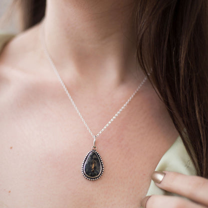 Night Road - Blue Boy Turquoise Triangle Pendant in Sterling Silver