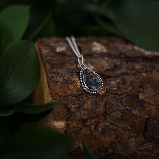 Night Road - Blue Boy Turquoise Triangle Pendant in Sterling Silver