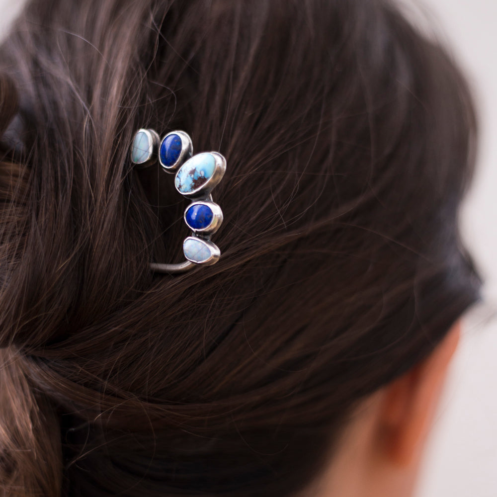 Golden Hills Turquoise and silver hair fork