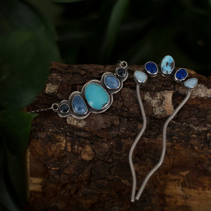 Blue Gem Statement Necklace – Turquoise & Kyanite