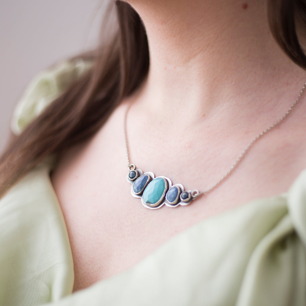 Blue Gem Statement Necklace – Turquoise & Kyanite