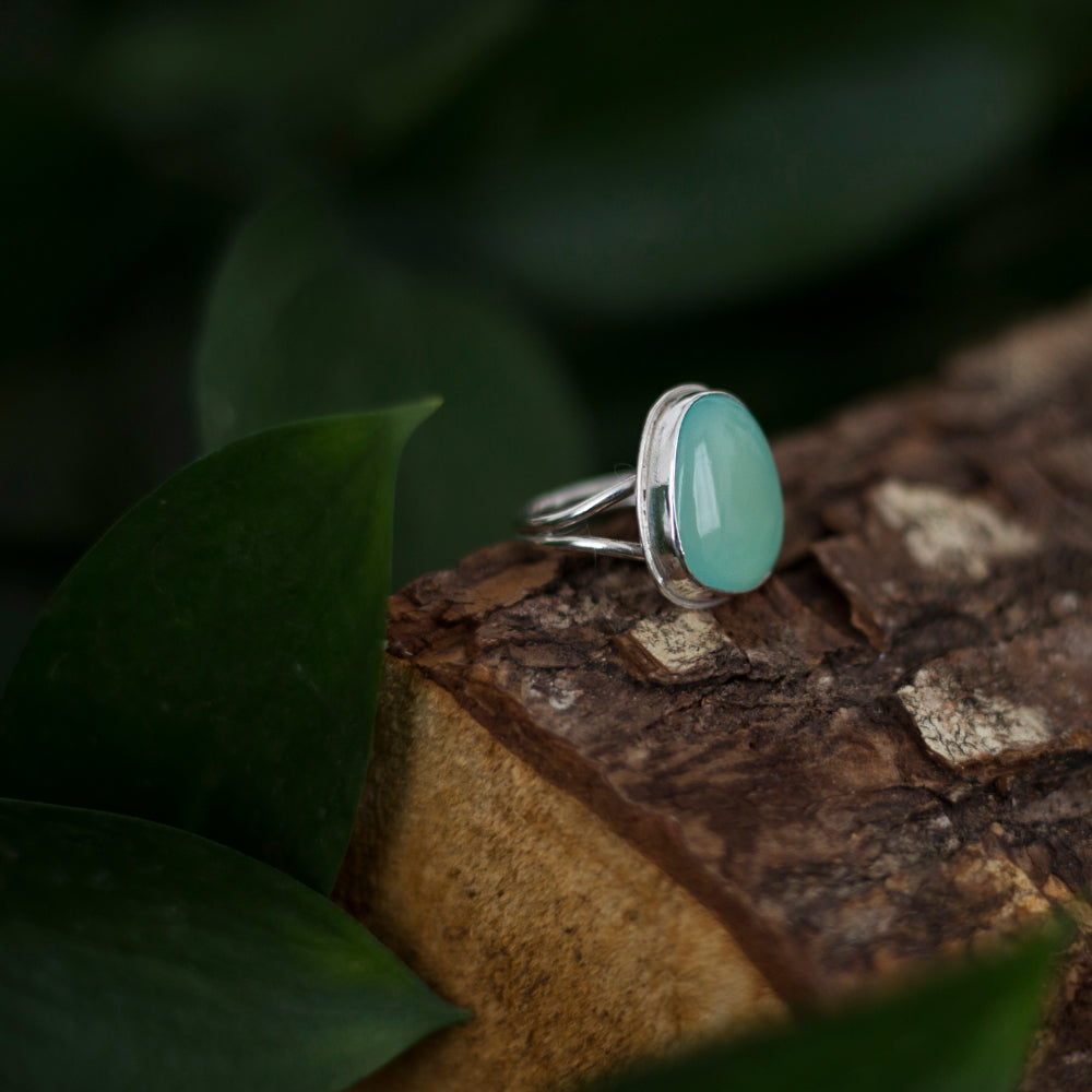 Seafoam Chalcedony Ring – Silver Statement ring