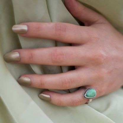 Chrysoprase Silver Ring – Stacking Gem