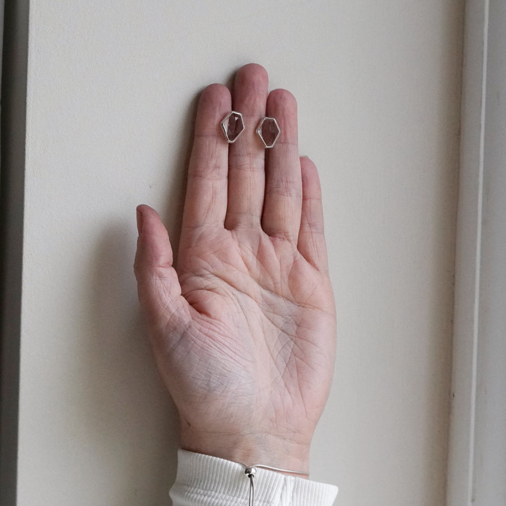 Clear quartz studs
