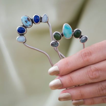 Golden Hills Turquoise and silver hair fork