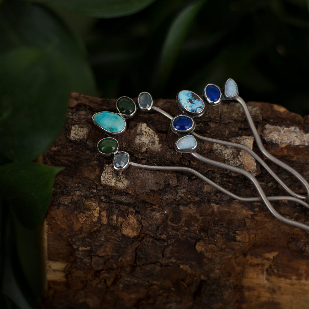 Golden Hills Turquoise and silver hair fork