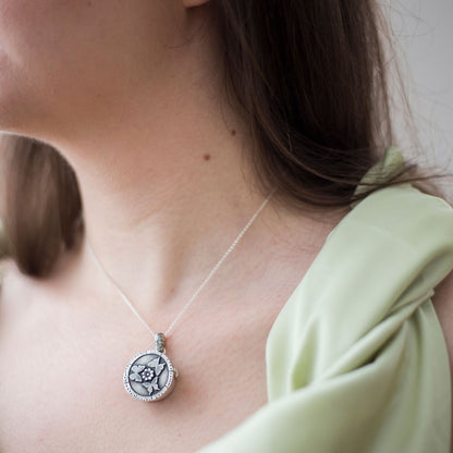 Keeper of Wings Locket – Sterling Silver Butterfly Locket with Labradorite