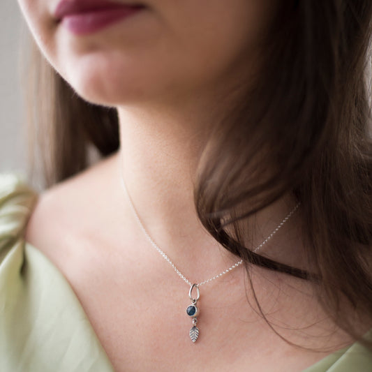 Shore Leaf Necklace  - Moss Kyanite