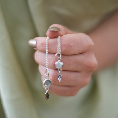 Shore Leaf Necklace  - Rainbow moonstone