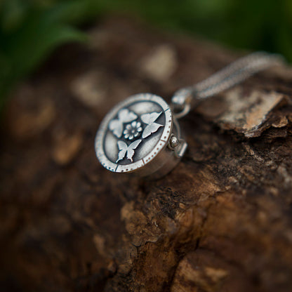 Keeper of Wings Locket – Sterling Silver Butterfly Locket with Labradorite