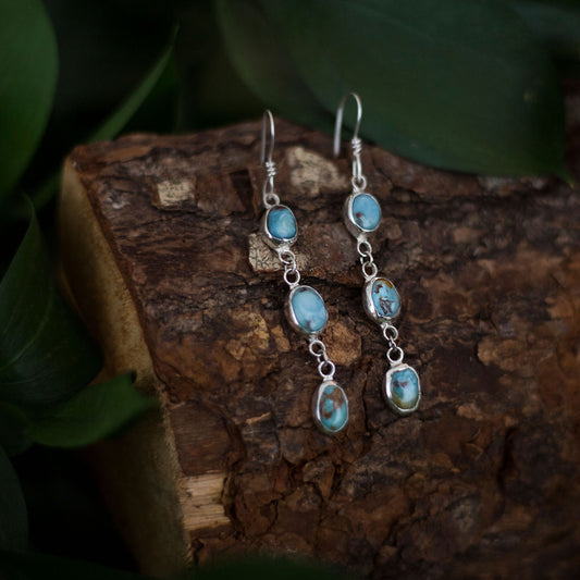 Golden Passage Drops - Golden Hill Turquoise Earrings in Sterling Silver