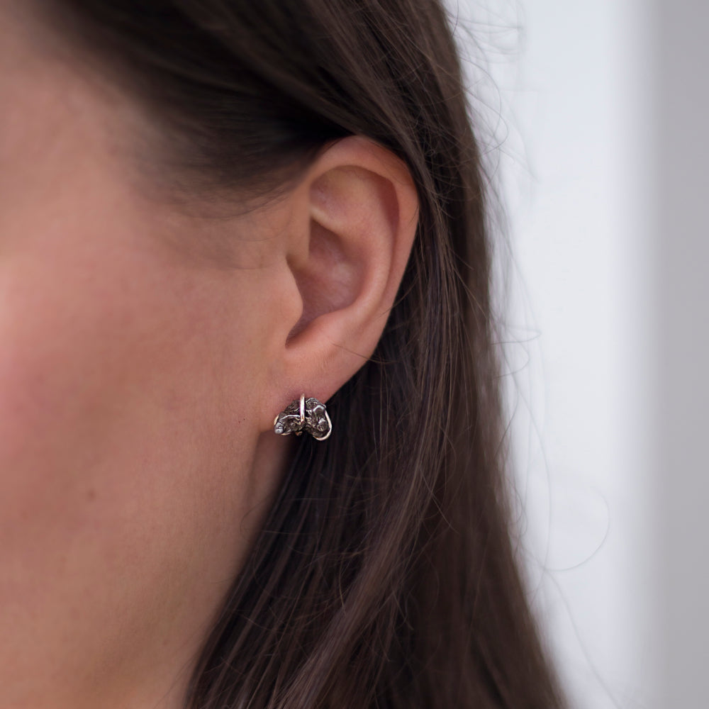 Meteorite Stud Earrings – Silver