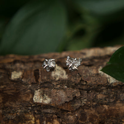 Meteorite Stud Earrings – Silver