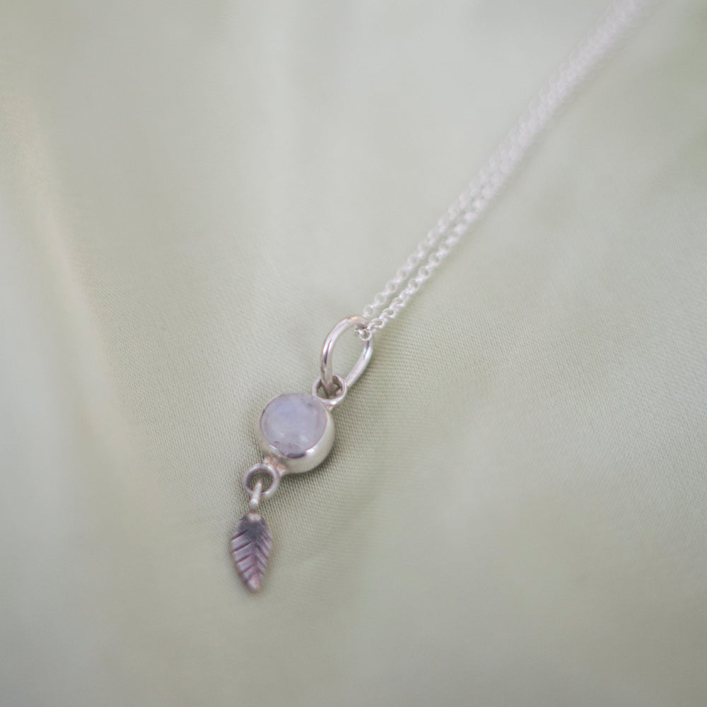Shore Leaf Necklace  - Rainbow moonstone