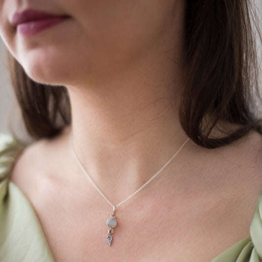 Shore Leaf Necklace  - Rainbow moonstone