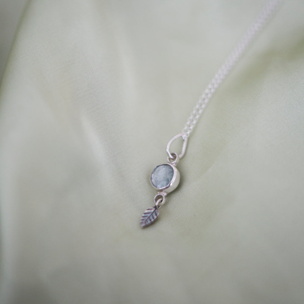 Shore Leaf Necklace  - Moss aquamarine