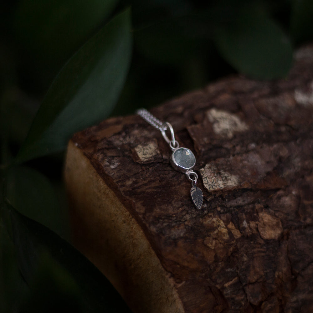 Shore Leaf Necklace  - Moss aquamarine