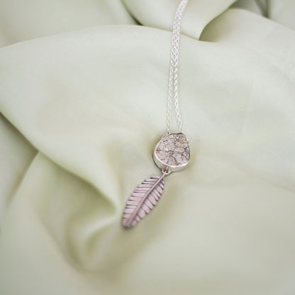 Gilded Path Pendant - Pyrite and Sterling Silver Leaf Necklace