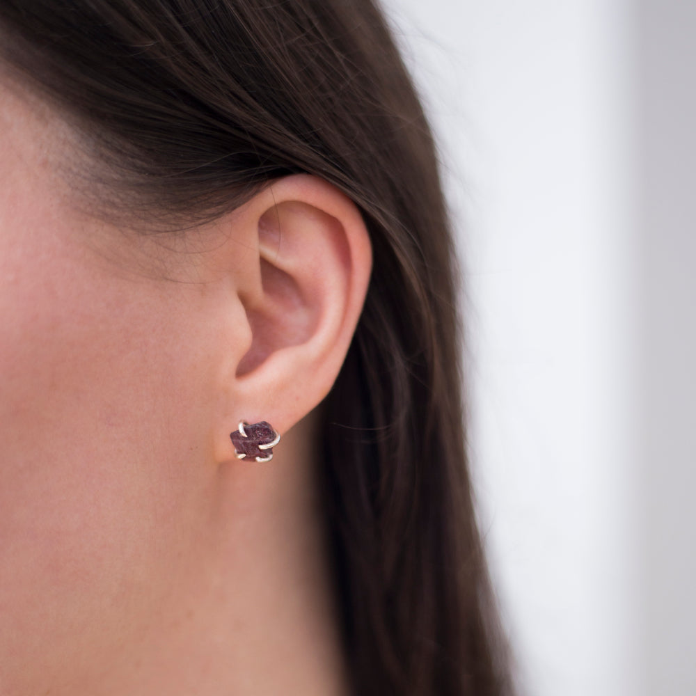 Renaissance studs - Raw Spinel Stud Earrings