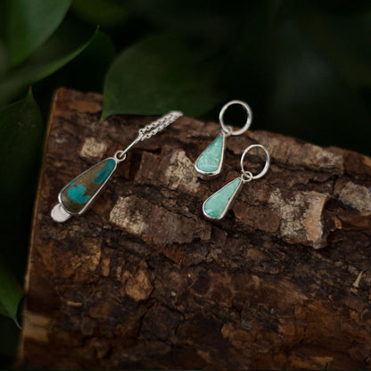 Desert Crossing -Variscite Teardrop Hoops in Sterling Silver