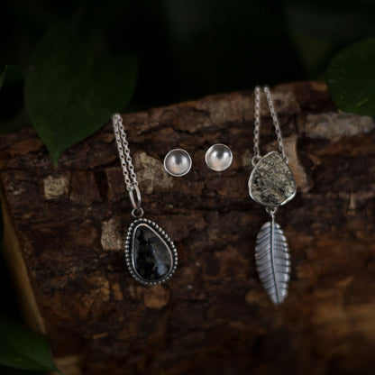 Sunroad Talisman - Treasure Mountain Turquoise Leaf Necklace in Sterling Silver