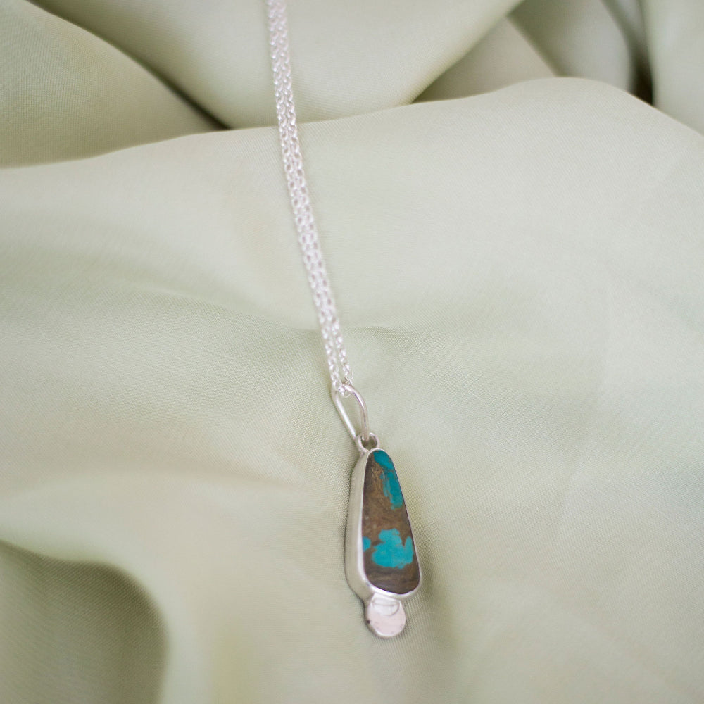 Moon Over Royston - Royston Turquoise Triangle Necklace in Sterling Silver