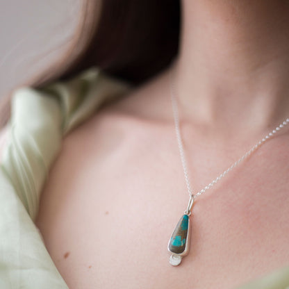 Moon Over Royston - Royston Turquoise Triangle Necklace in Sterling Silver