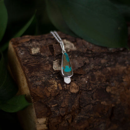 Moon Over Royston - Royston Turquoise Triangle Necklace in Sterling Silver